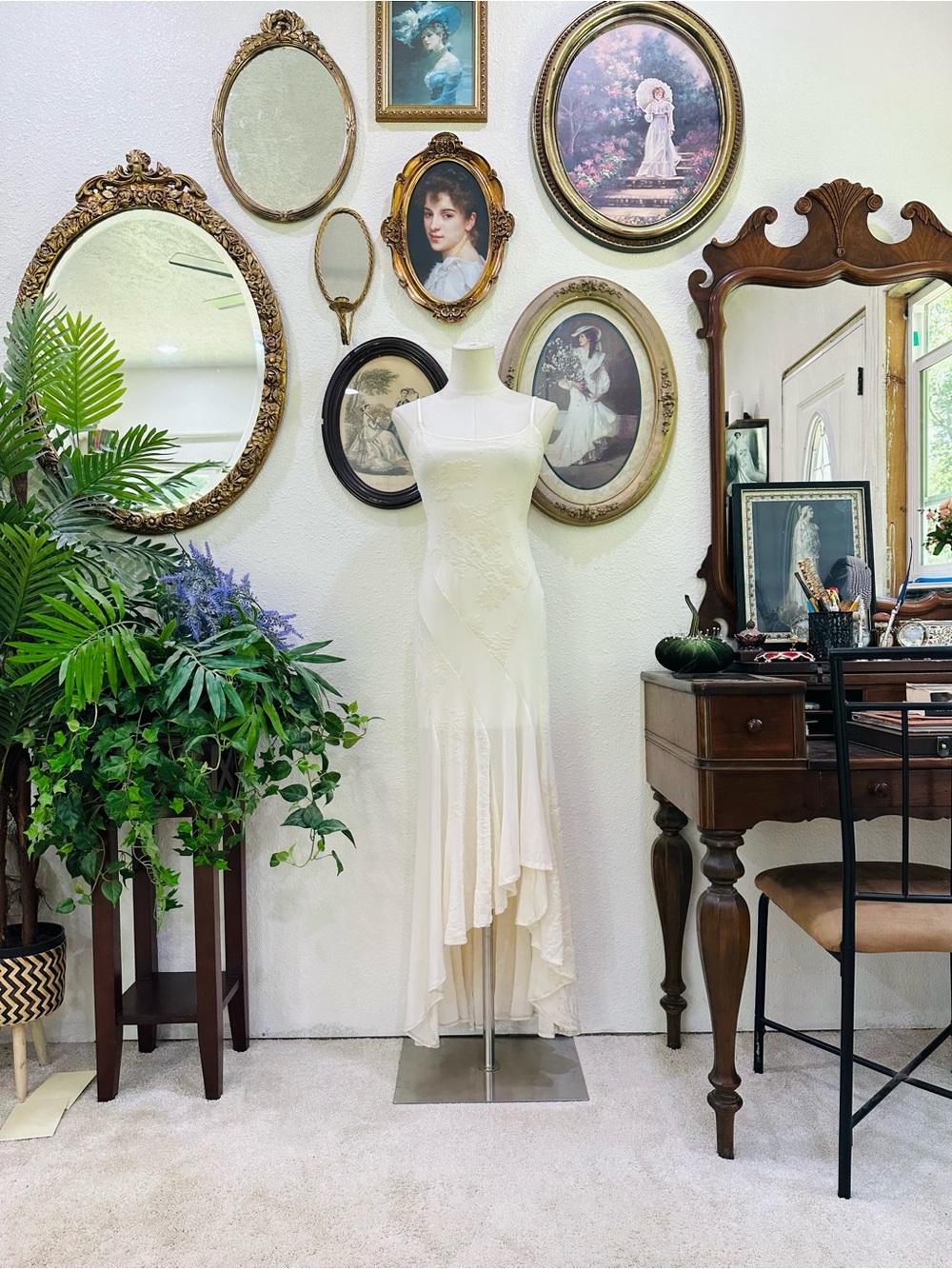 Elegant Cream Asymmetrical Slip Dress - Unbranded